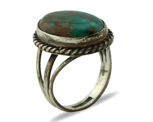 Navajo Ring 925 Silver Turq Mtn Turquoise Native American Artist C.80's