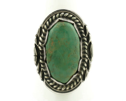 Navajo Ring .925 Silver Natural Green Turquoise Signed Apache C.80's