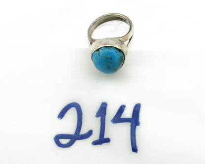 Navajo Ring .925 Silver Natural Blue Turquoise Signed Apache C.80's