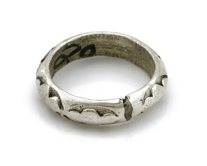 Women's Navajo Ring .925 SOLID Silver Hand Stamped Circa 1980's Size 3.75