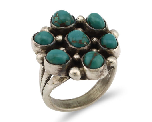 Navajo Ring .925 Silver Natural Blue Turquoise Artist Signed LP C.80's