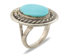 Navajo Ring .925 Silver Sleeping Beauty Turquoise Native American Artist C.1980s