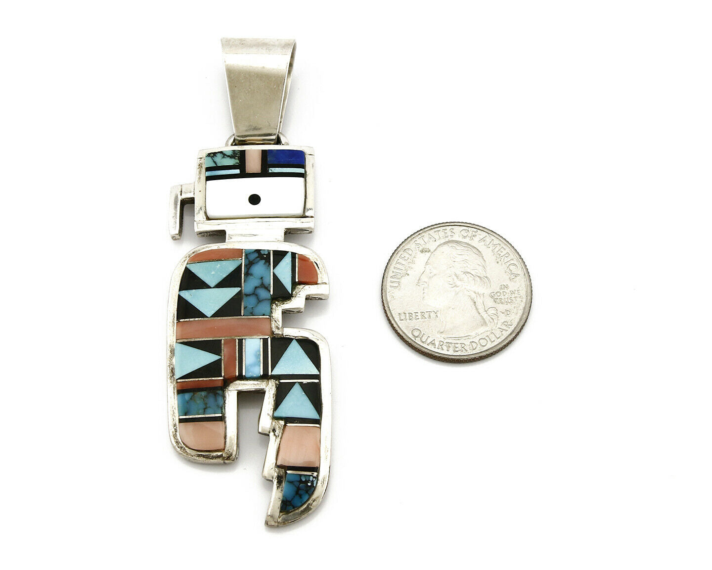 Navajo Turquoise Pendant .925 Silver Signed Ray Delgarito C.80's