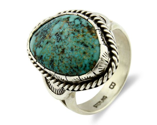 Navajo Turquoise Ring .925 Silver Handmade Signed Artist Begay C.80's
