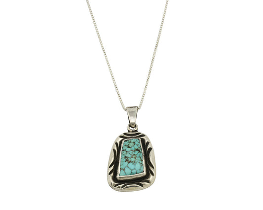 Navajo Necklace .925 Silver Spiderweb Turquoise Signed C Montoya C.1980's