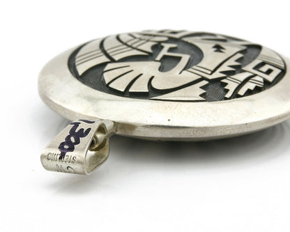 Navajo Spinner Pictograph Spinner Signed Artist CW .925 SOLID Silver Circa 80's