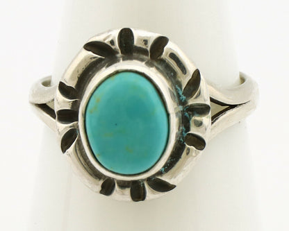 Navajo Ring .925 Silver Kingman Turquoise Artist Signed Gecko C.90's