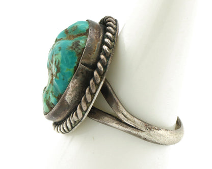 Navajo Ring 925 Silver Seafoam Turquoise Native American Artist C.1980's
