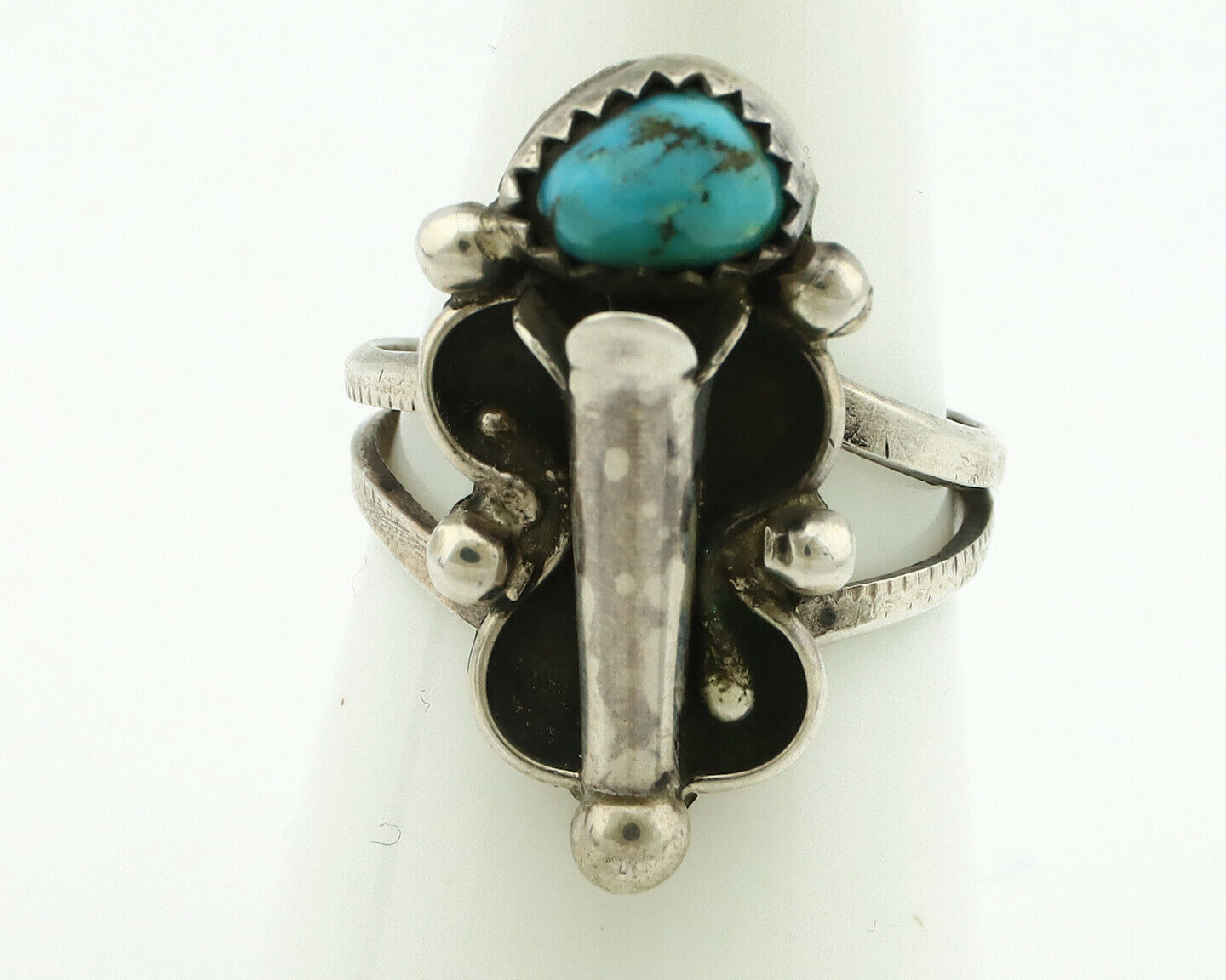 Navajo Ring .925 Silver Natural Blue Turquoise Native Artist C.80's