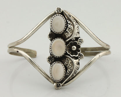 Women's Navajo Bracelet 925 Silver Natural Pink Mussel Native American Signed BB