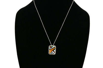 Women's Navajo Inlaid Pendant Natural Gemstone .925 Silver Necklace