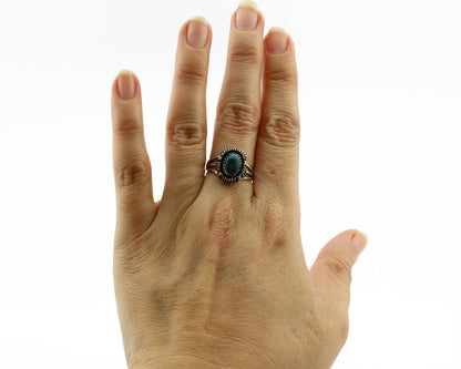 Navajo Ring .925 Silver Black Turquoise Artist Signed T.I.W C.80's