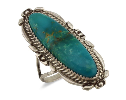 Navajo Ring 925 Silver Blue Gem Turquoise Artist William Denetdale C.80's