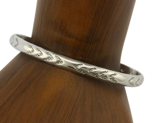 Navajo Bracelet .925 Silver Hand Stamped Arrow Head Artist Montoya C.80's