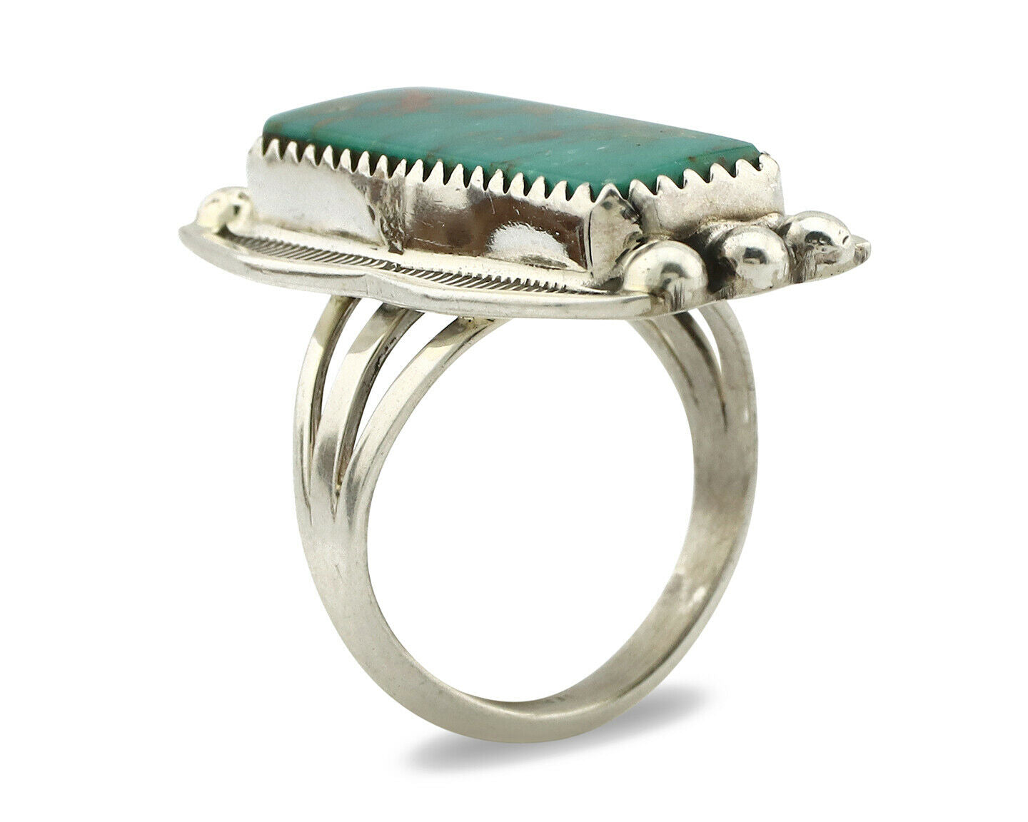 Navajo Ring .925 Silver Natural Aqua Turquoise Signed Apache C.80's