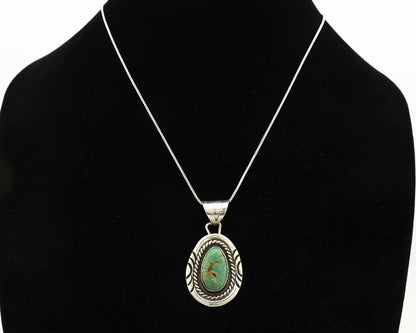 Navajo Necklace .925 Silver Kingman Turquoise Signed JP C.1980's