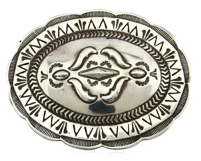 Navajo Belt Buckle .925 Silver Hand Stamped Artist Native American C.80's