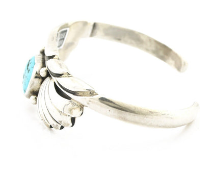 Navajo Bracelet 925 Silver Sleeping Beauty Turquoise Artist Signed M Montoya C80