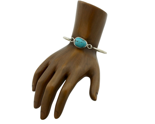 Navajo Bracelet .925 Silver Blue Arizona Turquoise Native American Artist C.90's