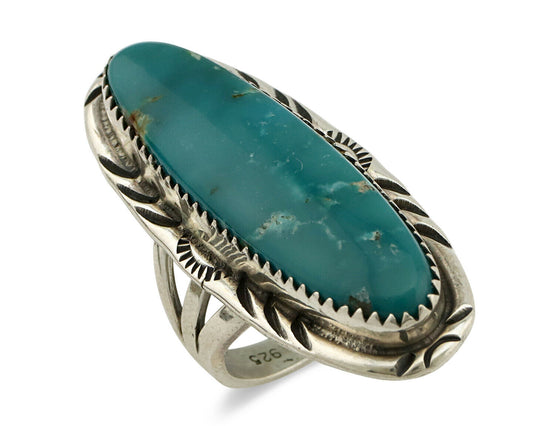 Navajo Ring .925 Silver Blue Southwest Turquoise Artist Signed USA C.80's