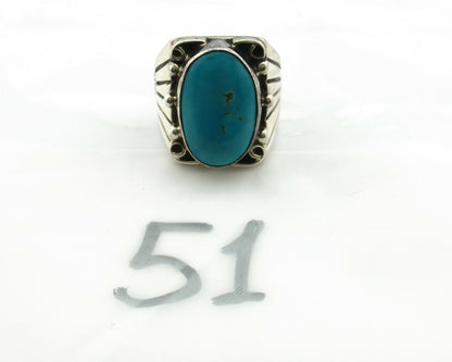 Navajo Ring .925 Silver Blue Morenci Turquoise Native Artist C.80's