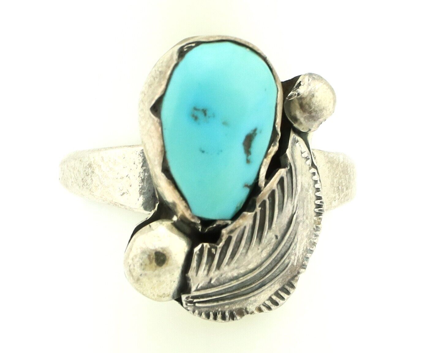 Zuni Ring 925 Silver Natural Blue Turquoise Artist Signed Simplicio C.80's