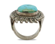 Navajo Ring 925 Silver Natural Mined Blue Turquoise Signed JD C.80's