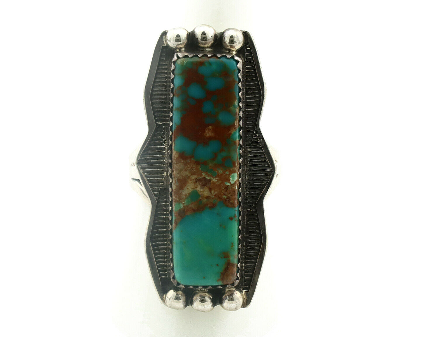 Navajo Ring .925 Silver Natural Aqua Turquoise Signed B C.80's