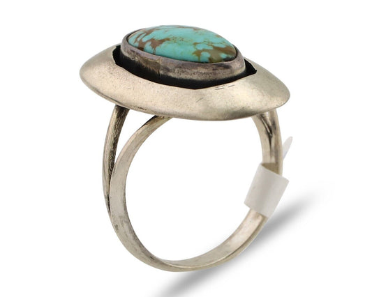 Navajo Ring 925 Silver Natural Blue Turquoise Artist Signed M Montoya C.80's