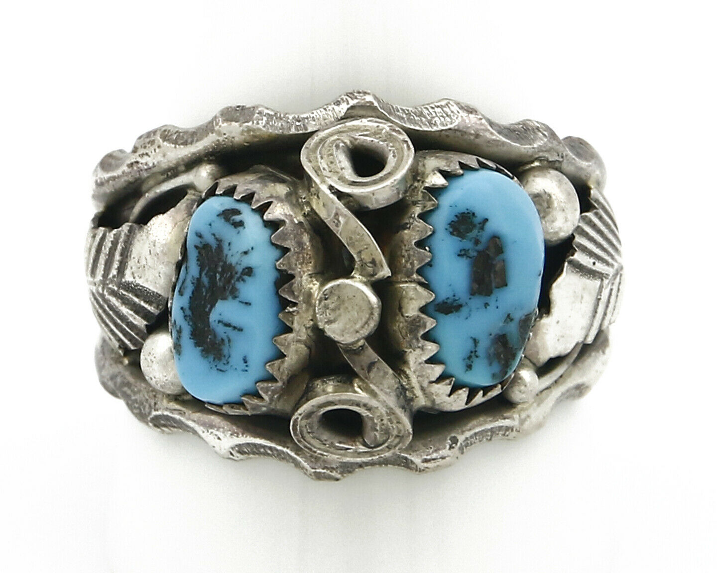 Zuni Ring .925 SOLID Silver Sleeping Beauty Turquoise Max Calabaza C.1980's