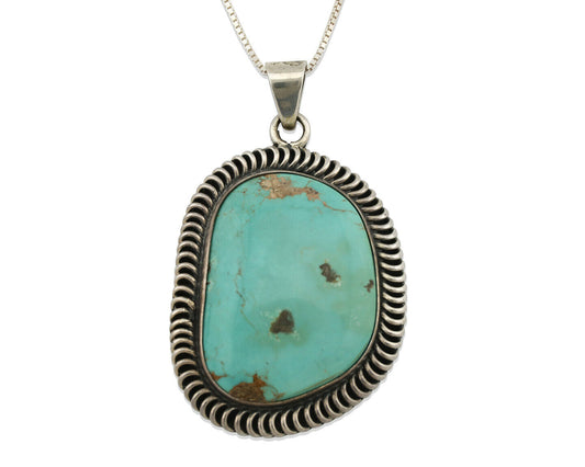 Navajo Pendant .925 Silver Kingman Turquoise Artist Signed Kachina C.80's