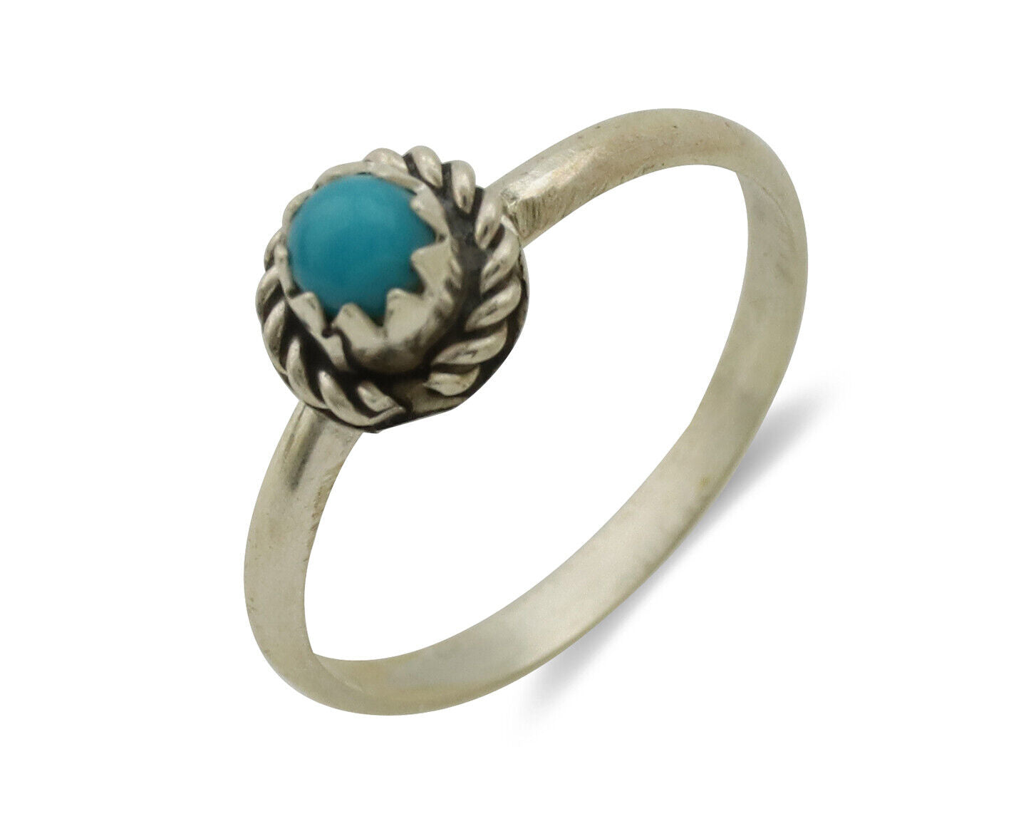 Navajo Ring .925 Silver Blue Turquoise Size 3.0 Native Artist C.1980s