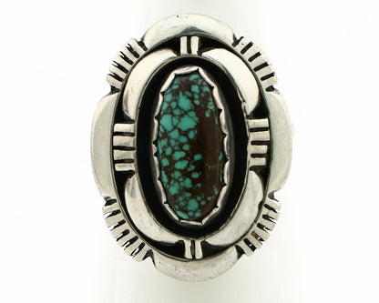 Navajo Ring .925 Silver Spiderweb Turquoise Artist Signed L. M. Nez C80s