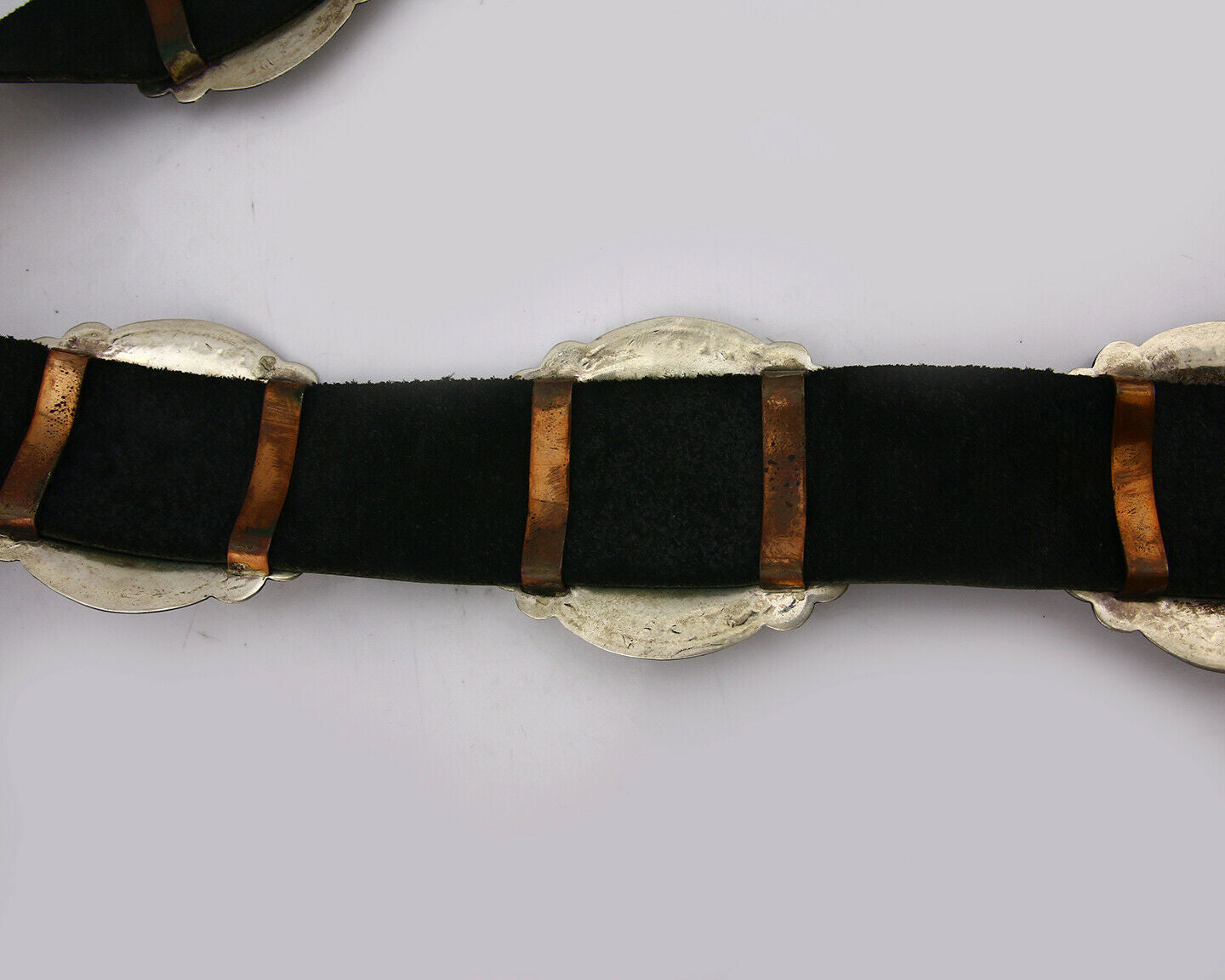 Navajo Concho Belt .925 Silver Hand Stamped Artist J Blackgoat C.80's