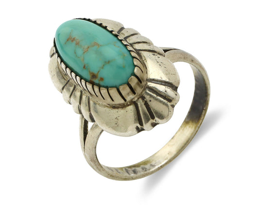 Navajo Ring .925 Silver Arizona Turquoise Signed M Montoya C.80's