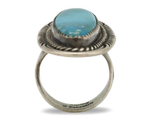 Navajo Ring 925 Silver Natural Blue Turquoise Artist Signed W Denetdale C.80's