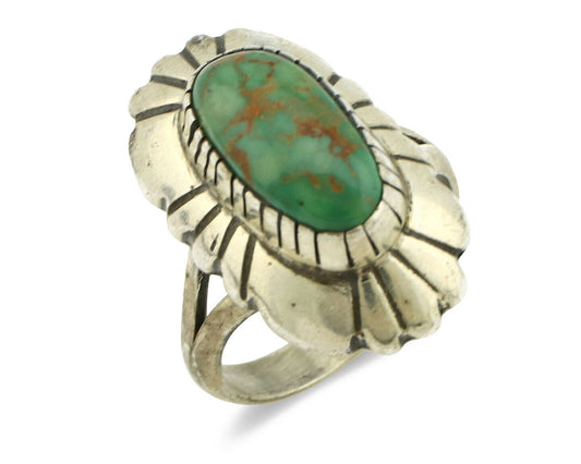 Navajo Ring .925 Silver Green Turquoise Artist Signed M Montoya C.80's