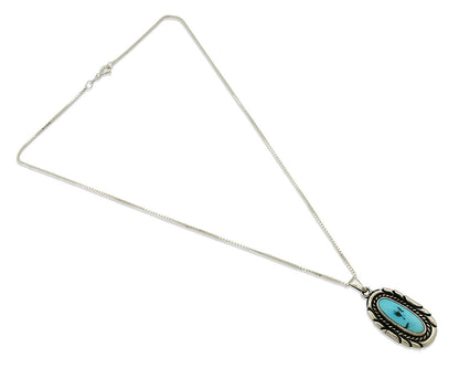 Navajo Necklace 925 Silver Sleeping Beauty Turquoise Signed M Montoya C.80's