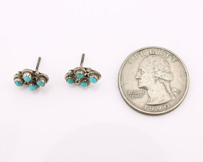 Zuni Earrings 925 Silver Sleeping Beauty Turquoise Native American Artist C.80's