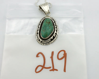 Navajo Pendant .925 Silver Aqua Turquoise Artist Signed FT C.80's