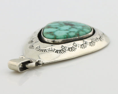 Navajo Pendant 925 Silver Spiderweb Turquoise Artist Signed C Montoya C.80's