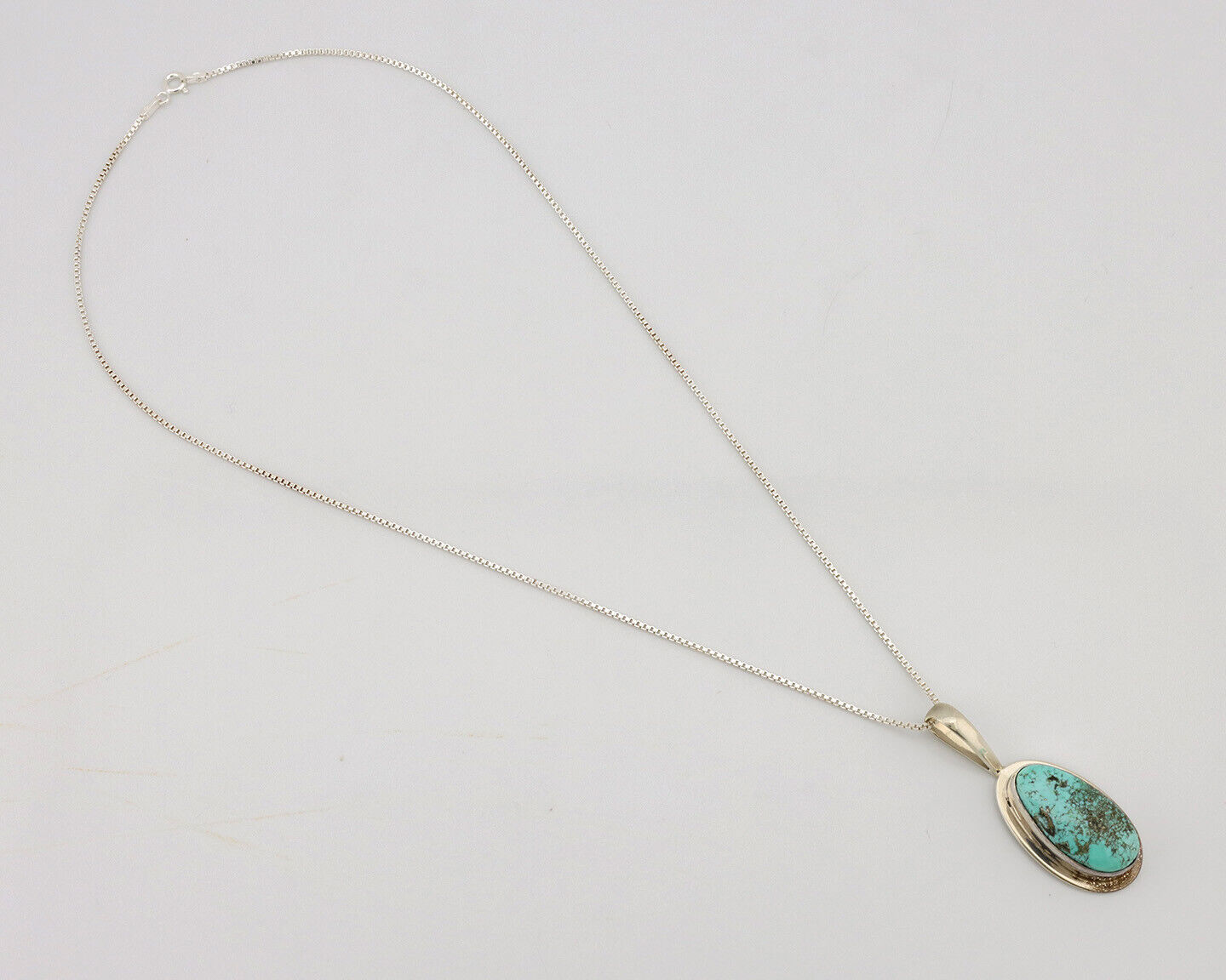 Navajo Necklace .925 Silver Spiderweb Turquoise Signed Doug Zachary C.1980's