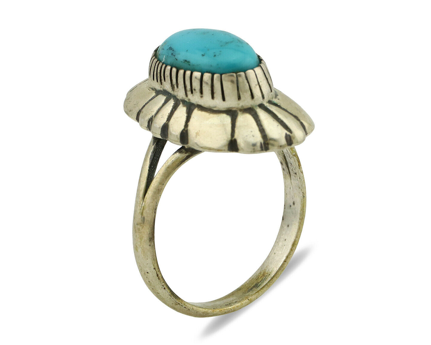 Navajo Ring .925 Silver Arizona Turquoise Signed M Montoya C.80's