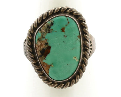 Navajo Handmade Ring 925 Silver Globe Turquoise Signed Native Artist C.80's