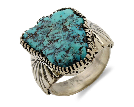 Navajo Ring .925 Silver Sleeping Beauty Turquoise Artist Signed DK C.80's