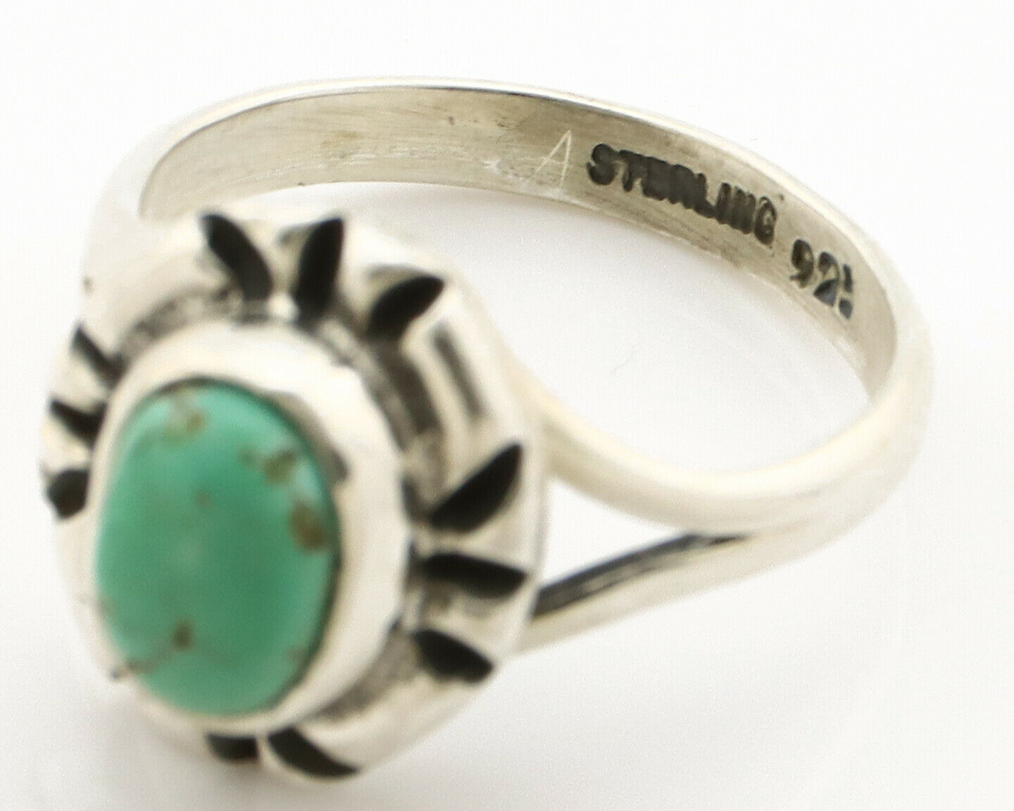 Navajo Ring .925 Silver Kingman Turquoise Artist Signed Gecko C.90's