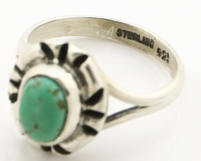 Navajo Ring .925 Silver Kingman Turquoise Artist Signed Gecko C.90's