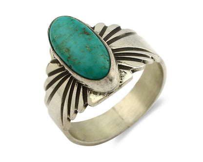 Navajo Ring .925 Silver Kingman Turquoise Artist Signed Apache C.80's