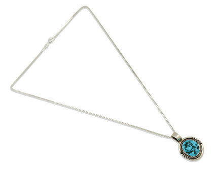 Navajo Necklace .925 Silver Morenci Turquoise Signed Anna Begay C.1980's