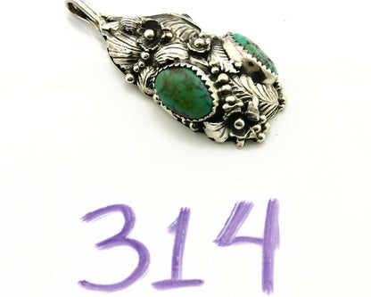 Navajo Pendant .925 Silver Kings Manassas Turquoise Signed Tom Willeto C.80's